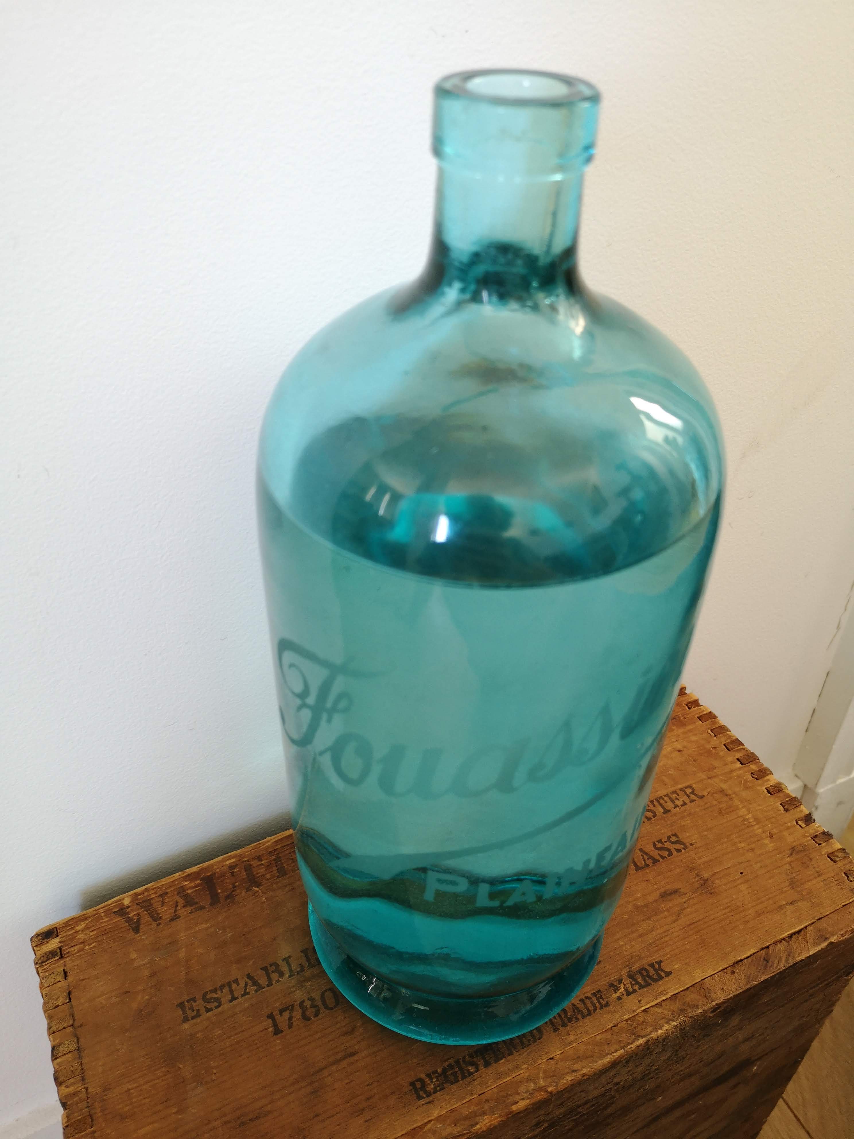 Blue jug out of a Seltzer siphon bottle