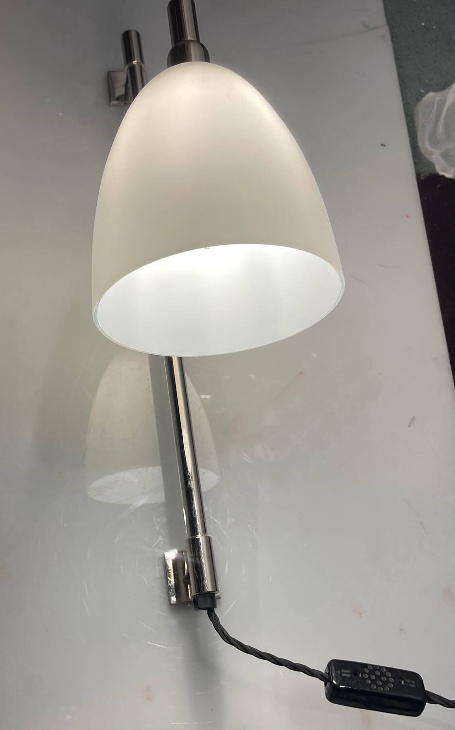 Large Opaline Glass Chrome Sconces Set of 2