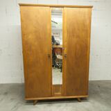 1950s Parisian wardrobe with mirror, 135 x 19 cm