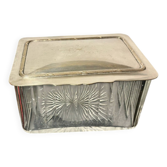 Baccarat crystal box with silver lid