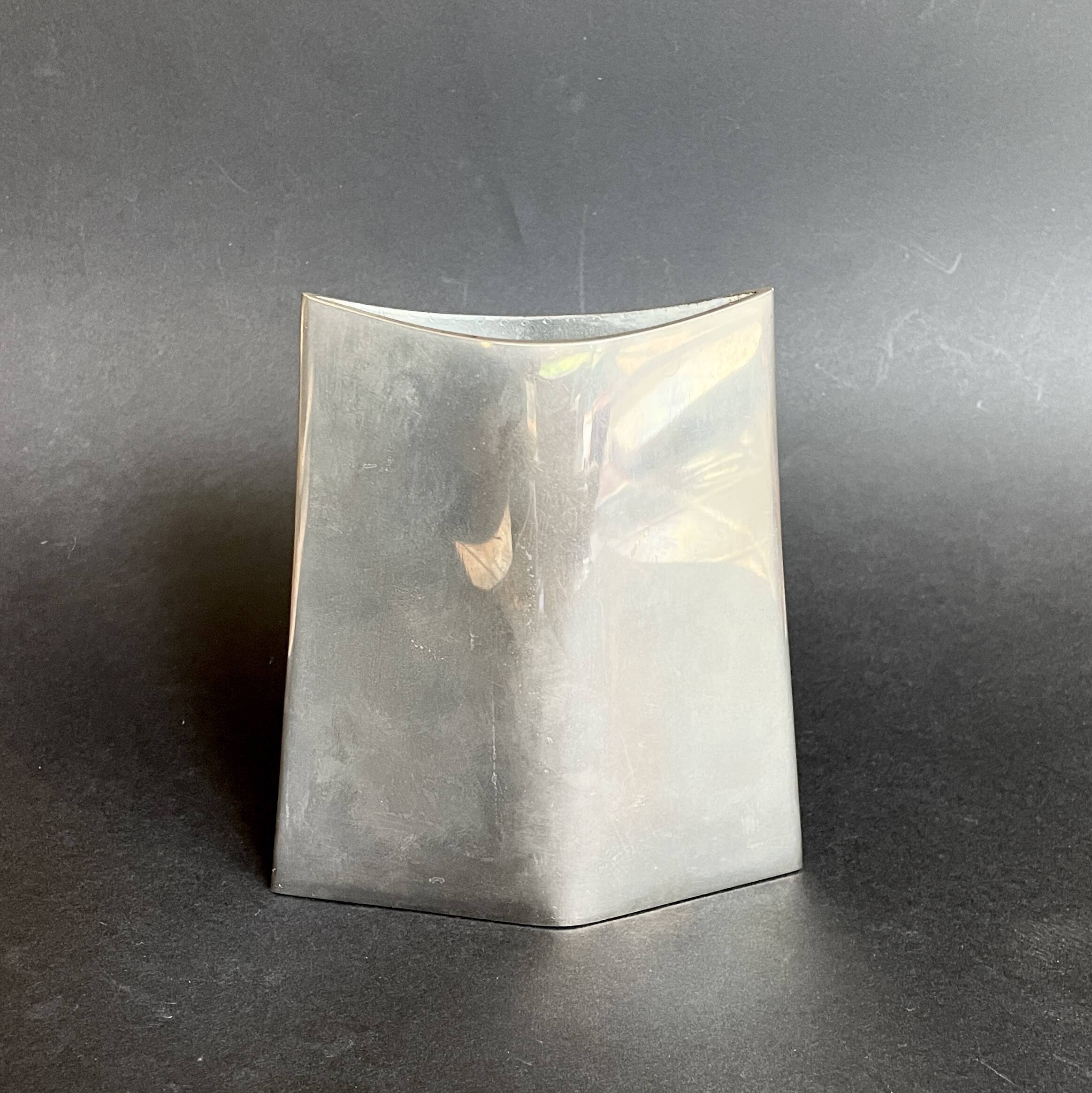 Dominique Imbert. Design vase in brushed metal circa 1970