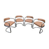 Lot de 4 chaises victoria vintage années 70 skaï couleur cannelle