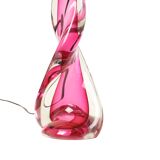 Lampe de table en cristal rose Val Saint Lambert Swirl Sixties
