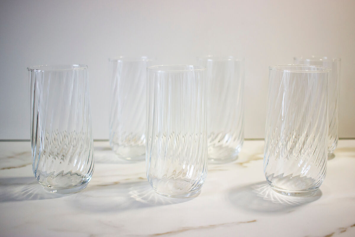 6 high ridged glasses
