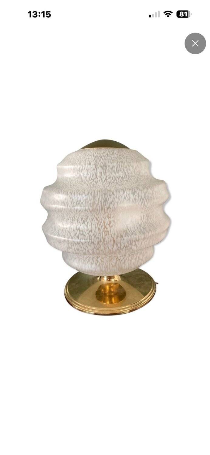 Vintage table lamp from Verrerie de Clichy, speckled glass and brass, years.