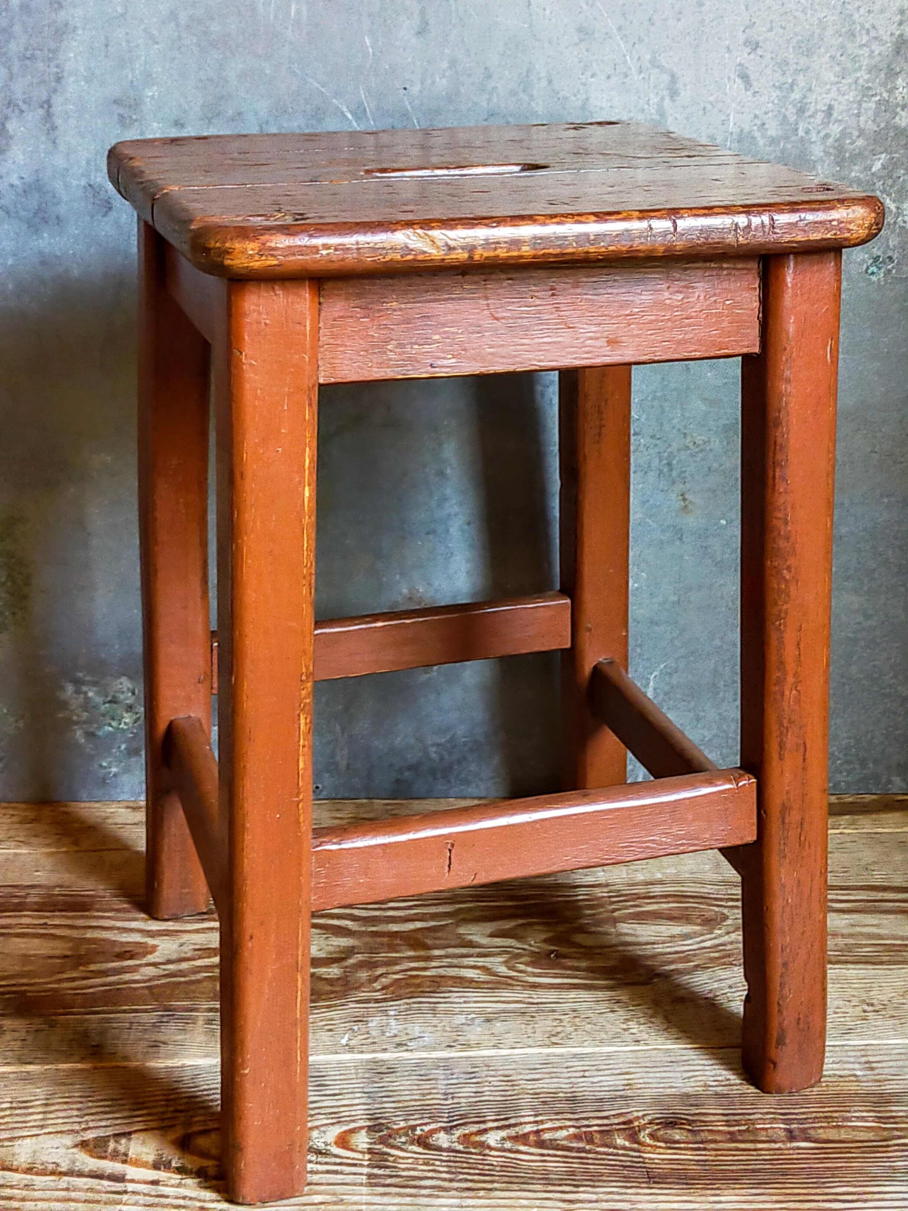Workshop stool in old solid wood