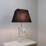 Lampe de table sculpturale en lucite solide transparente - Vers 1980