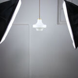 Mid-century white & brass pendant lamp
