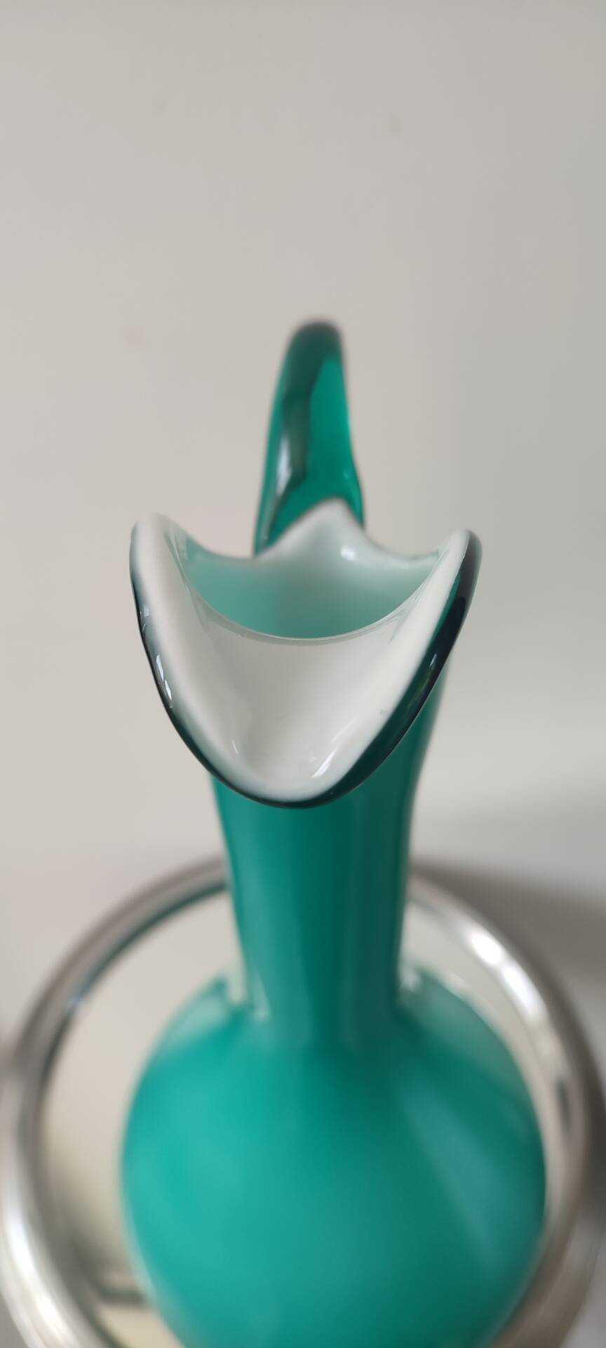Vintage double glass vase-jug from Empoli (38 cm)