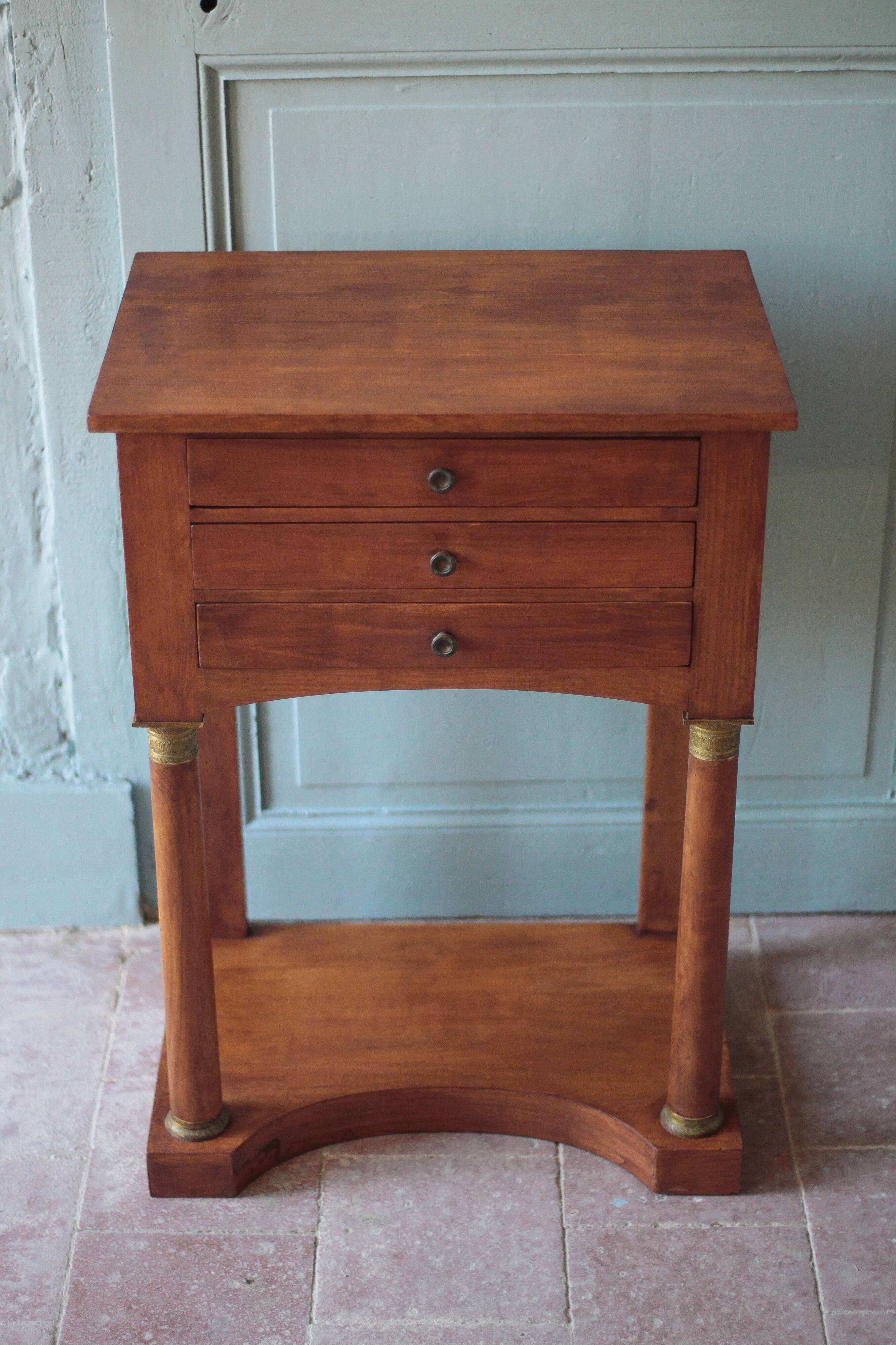 Bedside table or console in Empire style, drawer unit, end table.