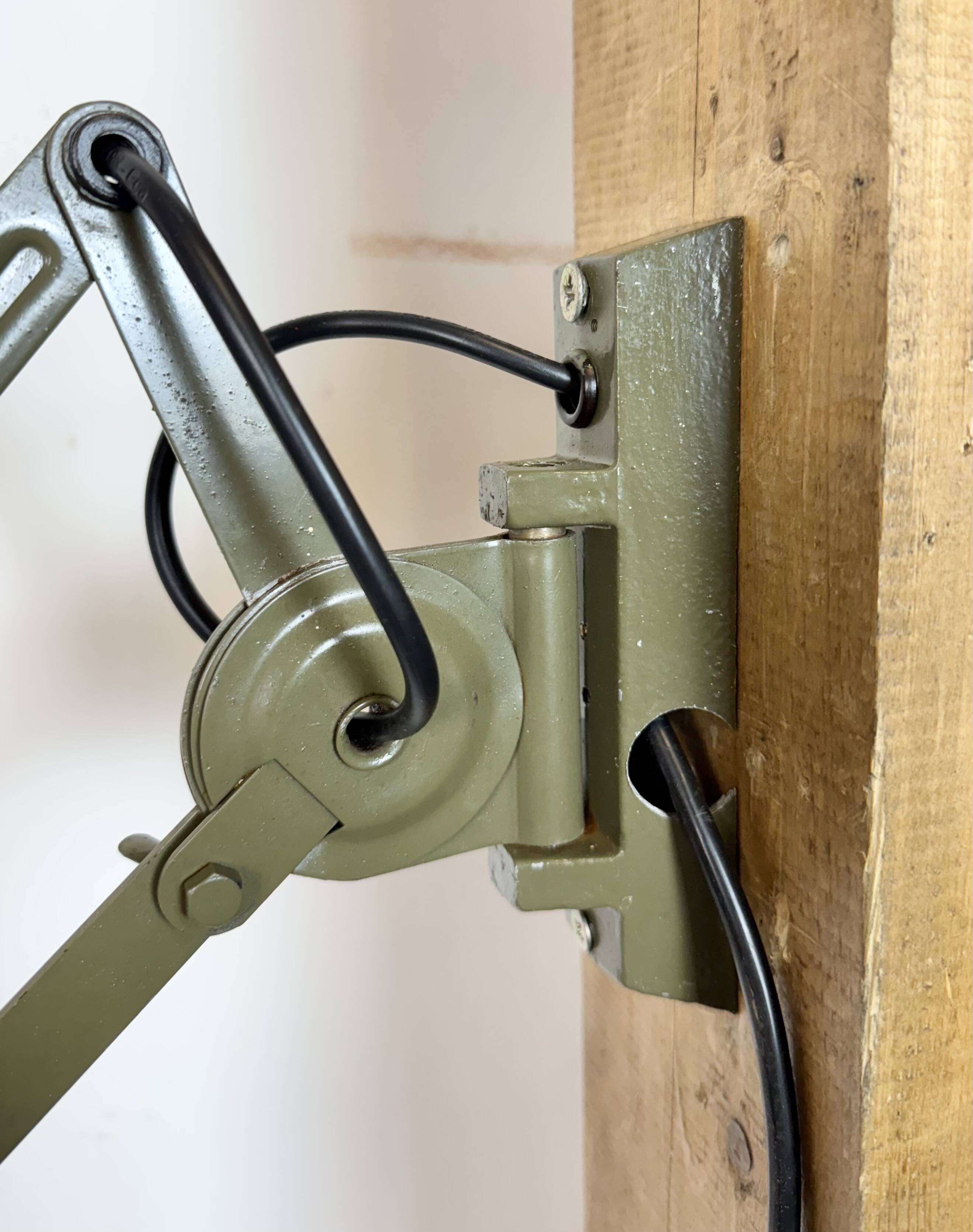 Green Industrial Military Gooseneck Scissor Wall Lamp from Elektroinstala,