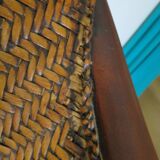 Woven rattan armchair and exotic wood - Colonial style - 1980s