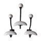 Trois patères doubles en fer forgé et porcelaine