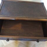 Vintage-commode 3 tioirs -bois bambou et rotin tressé - années 80