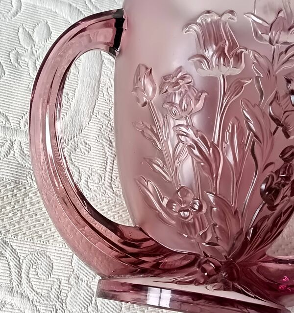 Vase verelys art déco violet vintage, modèle ''les campanules
