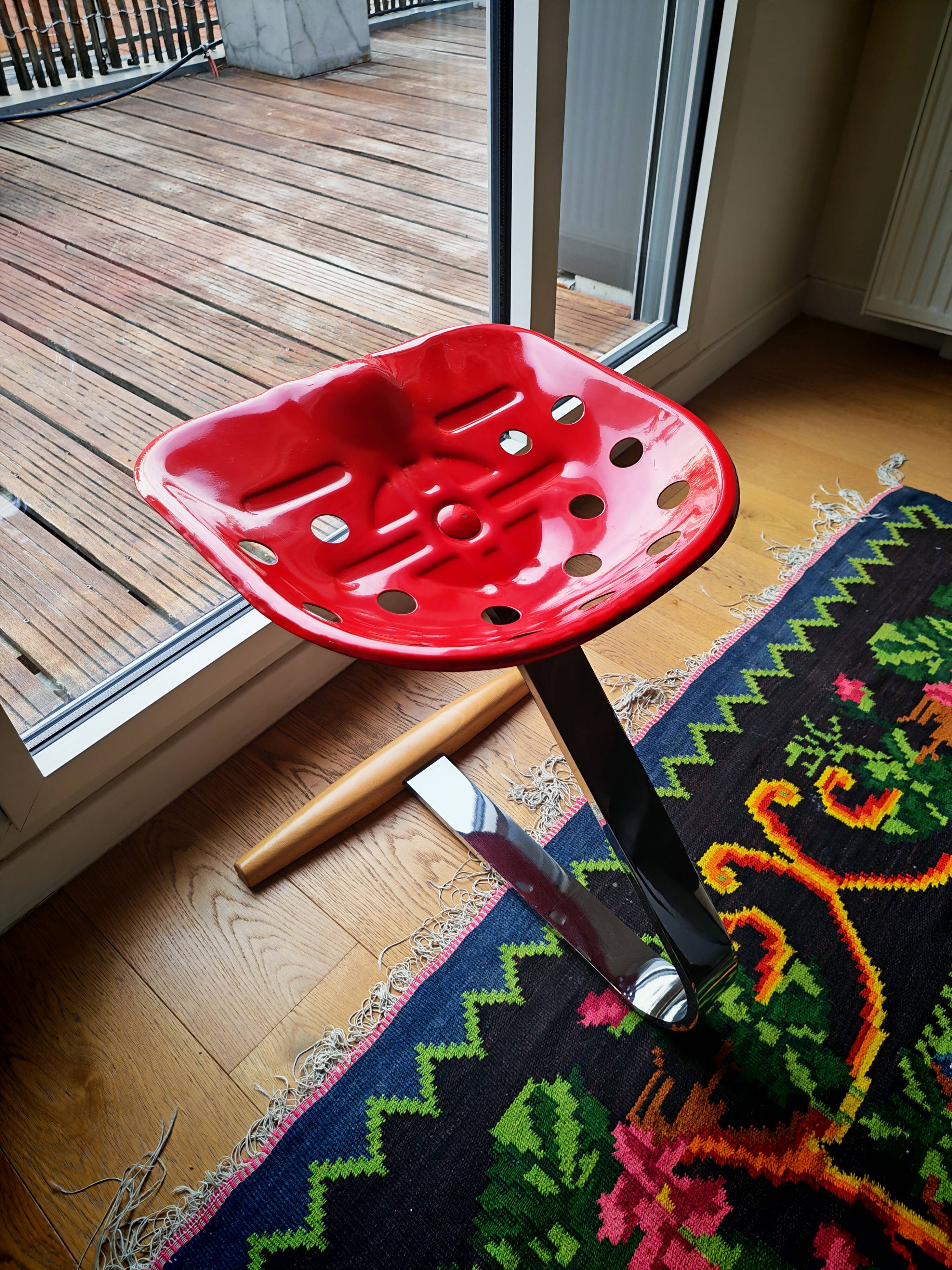 Tabouret Zanotta Mezzadro rouge