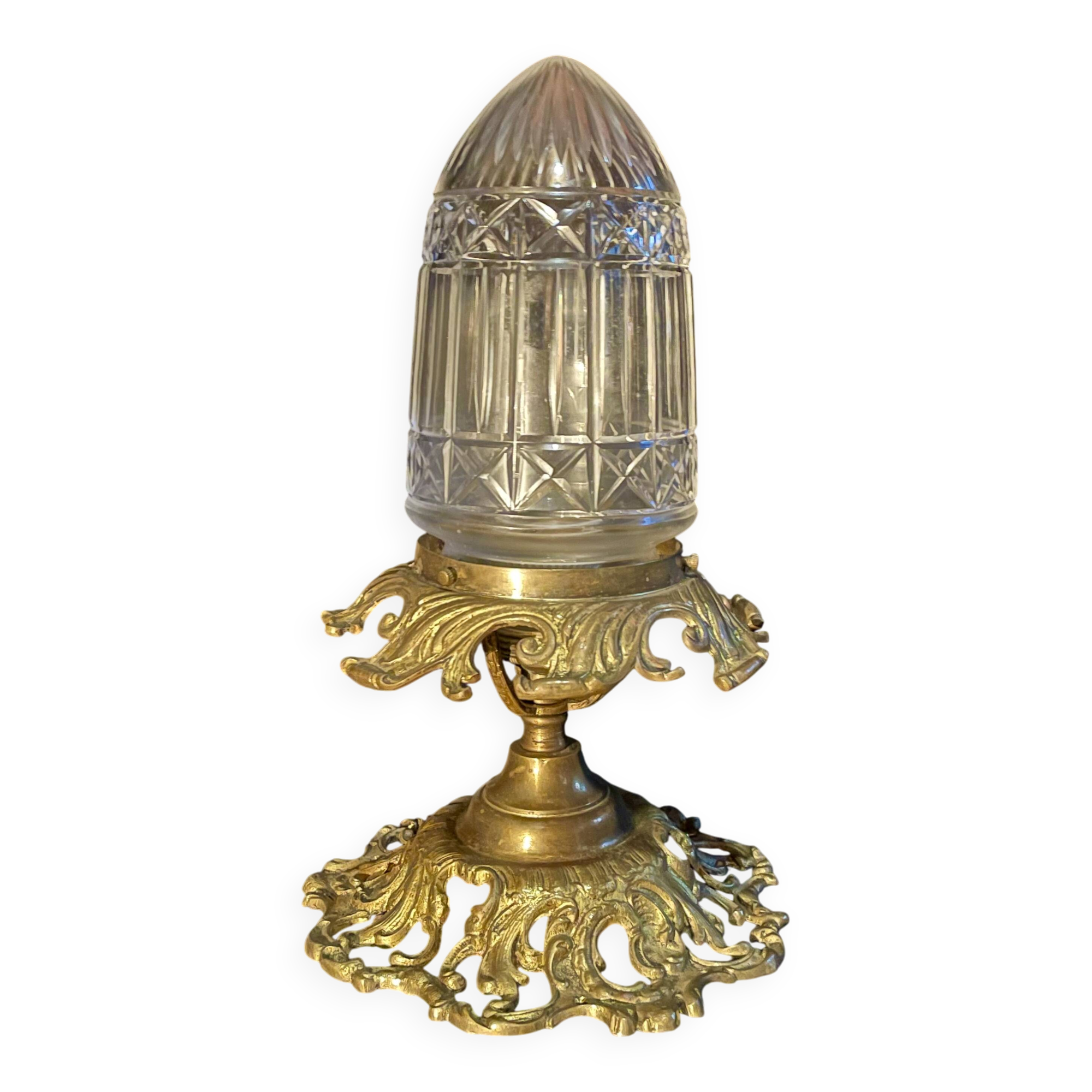 20th-century ceiling light, chiselled obus and brass.