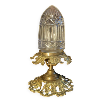 20th-century ceiling light, chiselled obus and brass.
