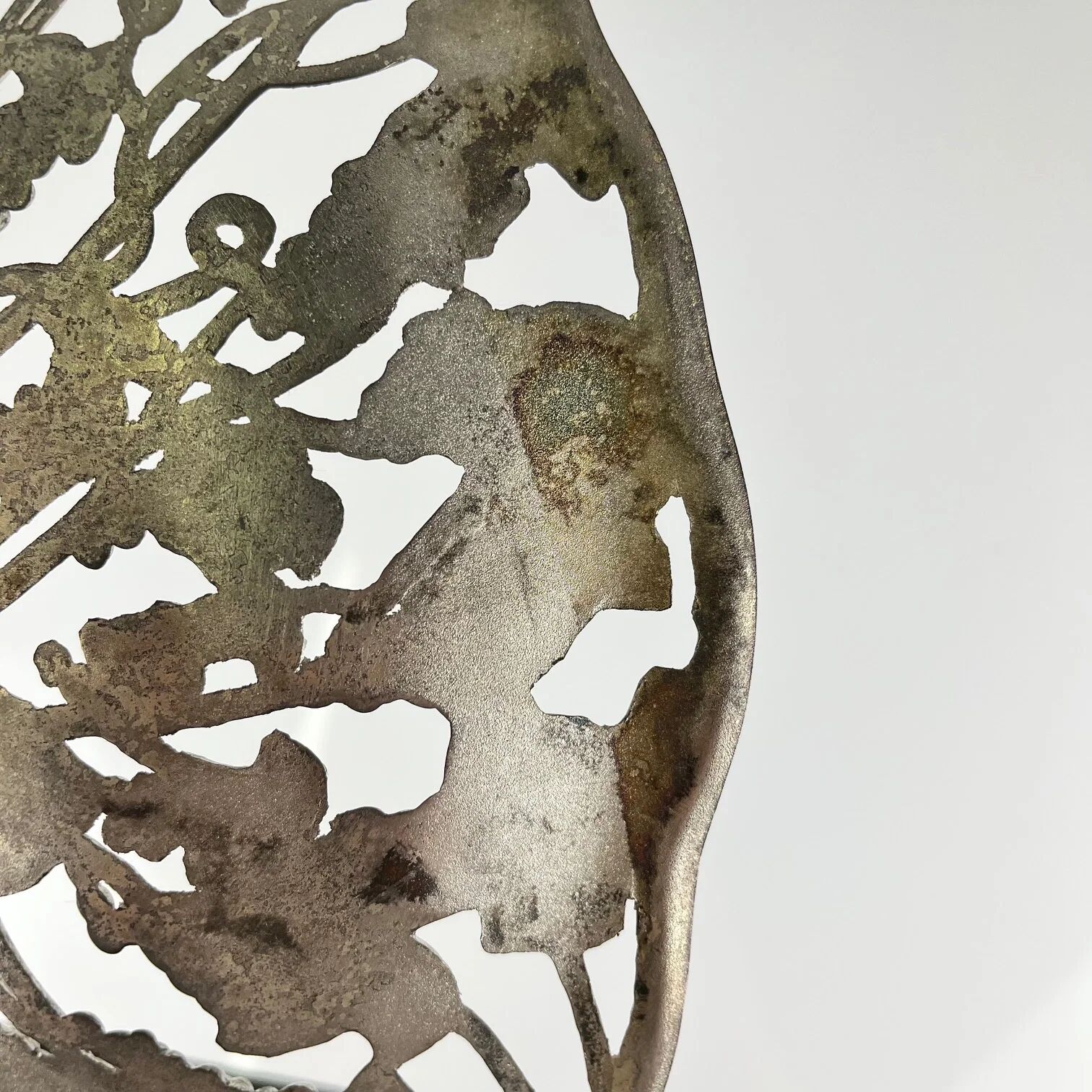Openwork metal bowl with vine leaf and grape motif, 20th century