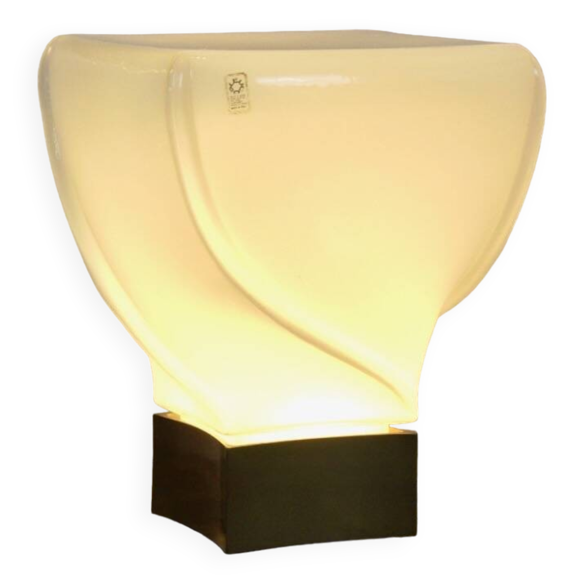 Leucos table lamp, handmade, limited edition in white opalescent glass