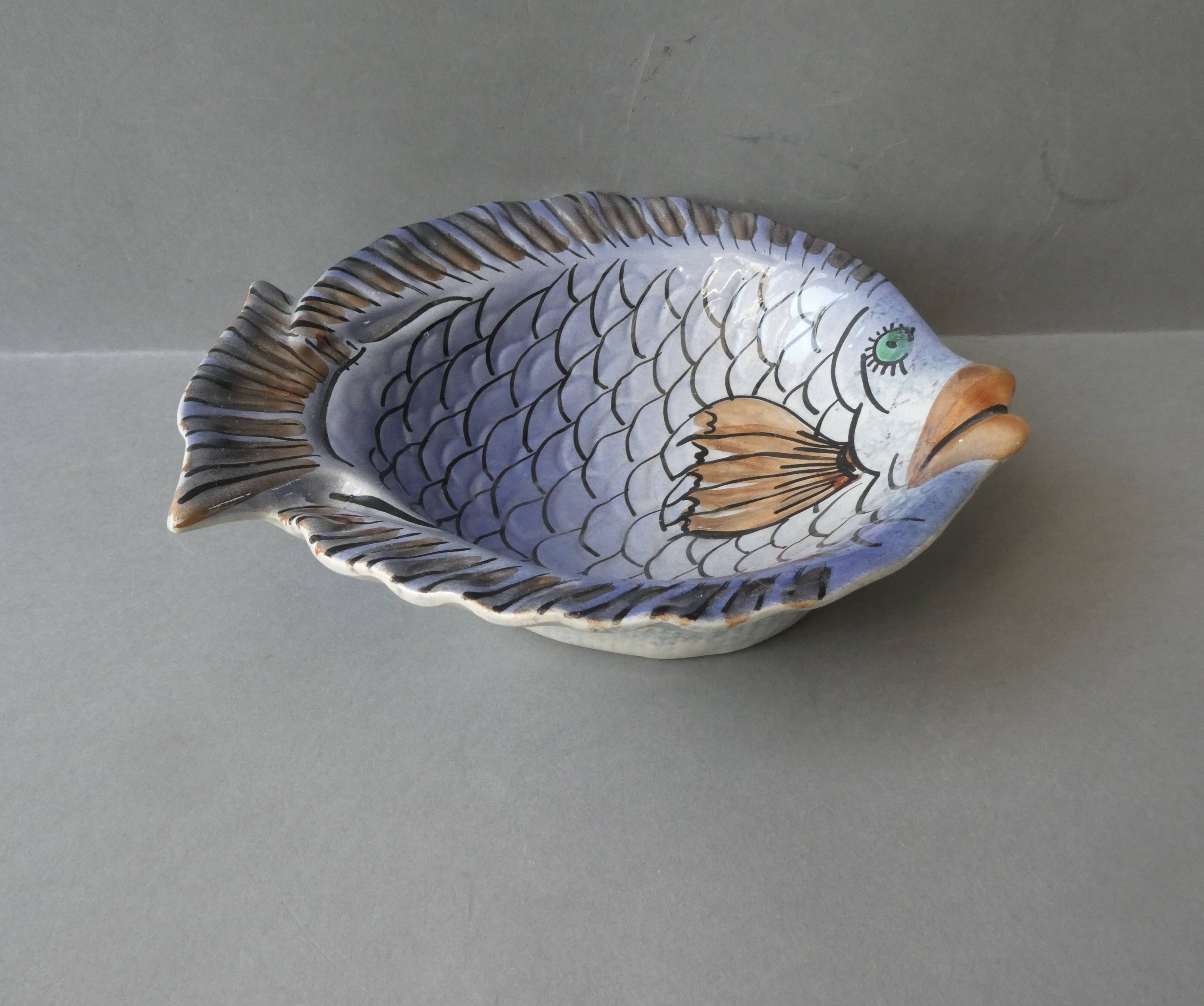 Fish-shaped ceramic bowl from the 70s