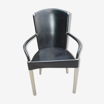 Italian full-flower black leather armchairs