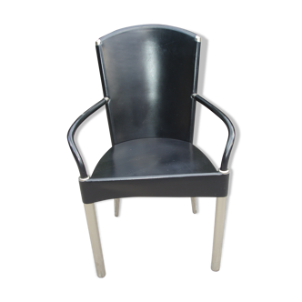 Italian full-flower black leather armchairs