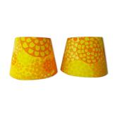 Pair of vintage yellow orange lampshade for suspension 1970