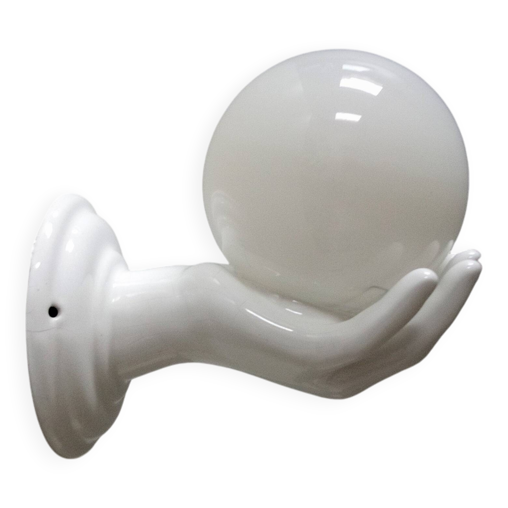 Applique main céramique blanche et opaline 1970