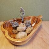 Empty wooden pocket in the shape of a vintage pear