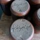 Handcrafted stoneware glass cups, signed, Fontgombault Abbey
