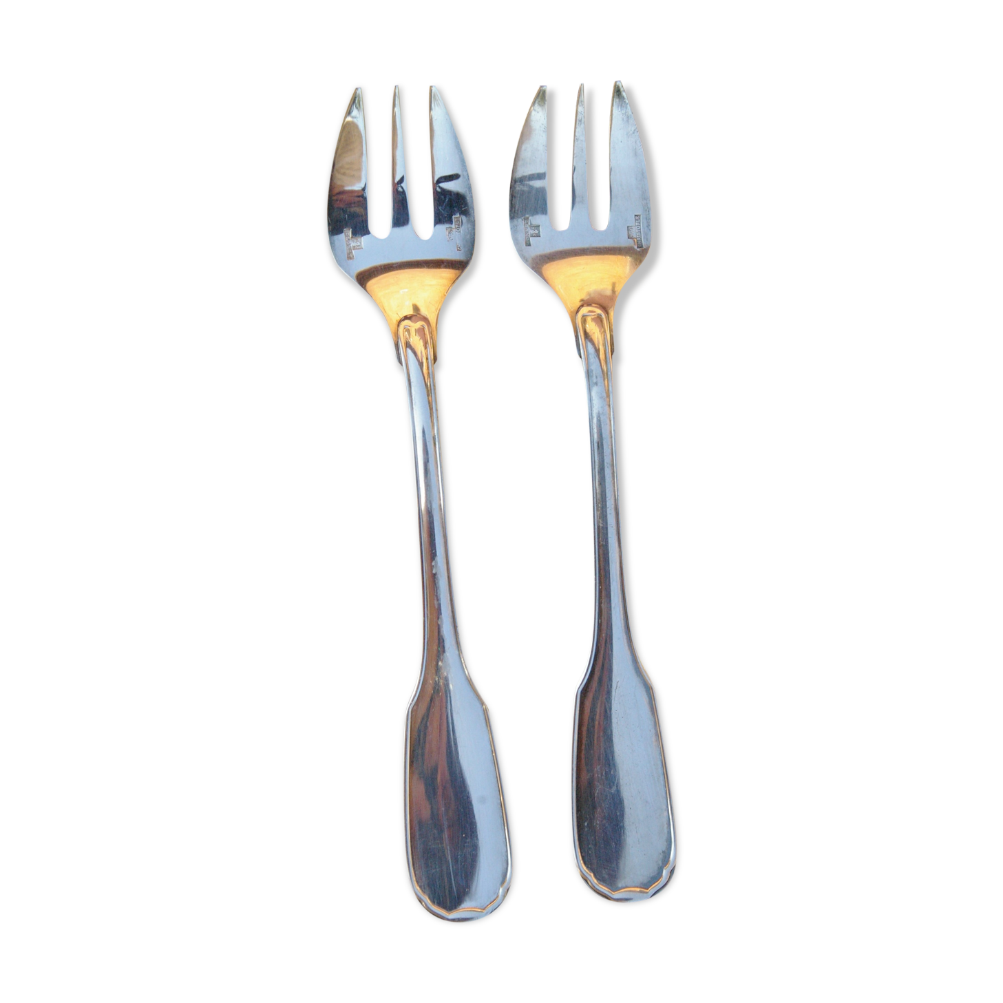 2 oyster forks in silver metal christofle versailles model