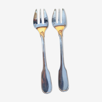 2 fourchettes à huîtres en métal argenté christofle modèle versailles