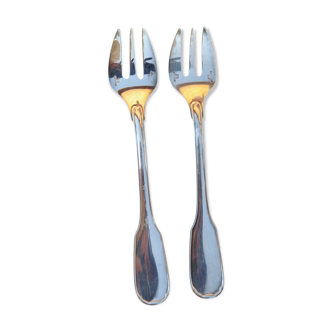 2 oyster forks in silver metal christofle versailles model