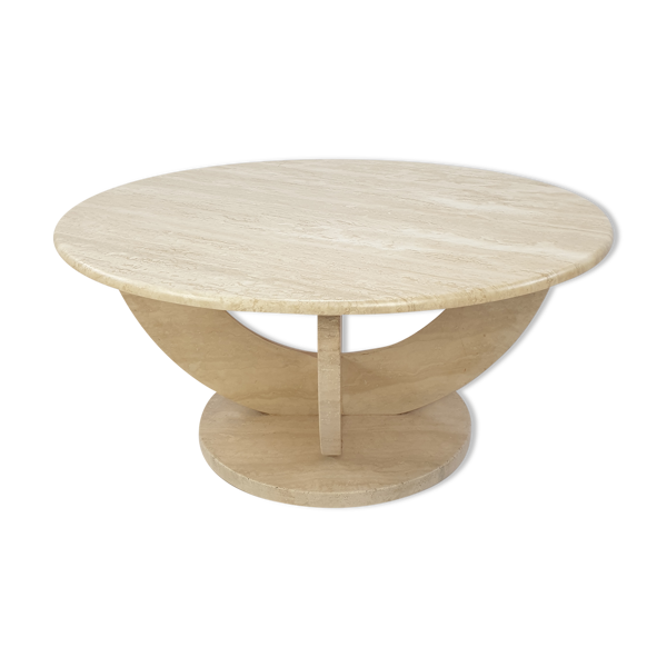 Table basse italienne en travertin, années 1970