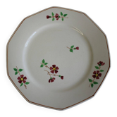 Assiette plate beige motifs fleurs Janine Hammage