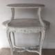 Tea table, marble and wood style Louis XV patina