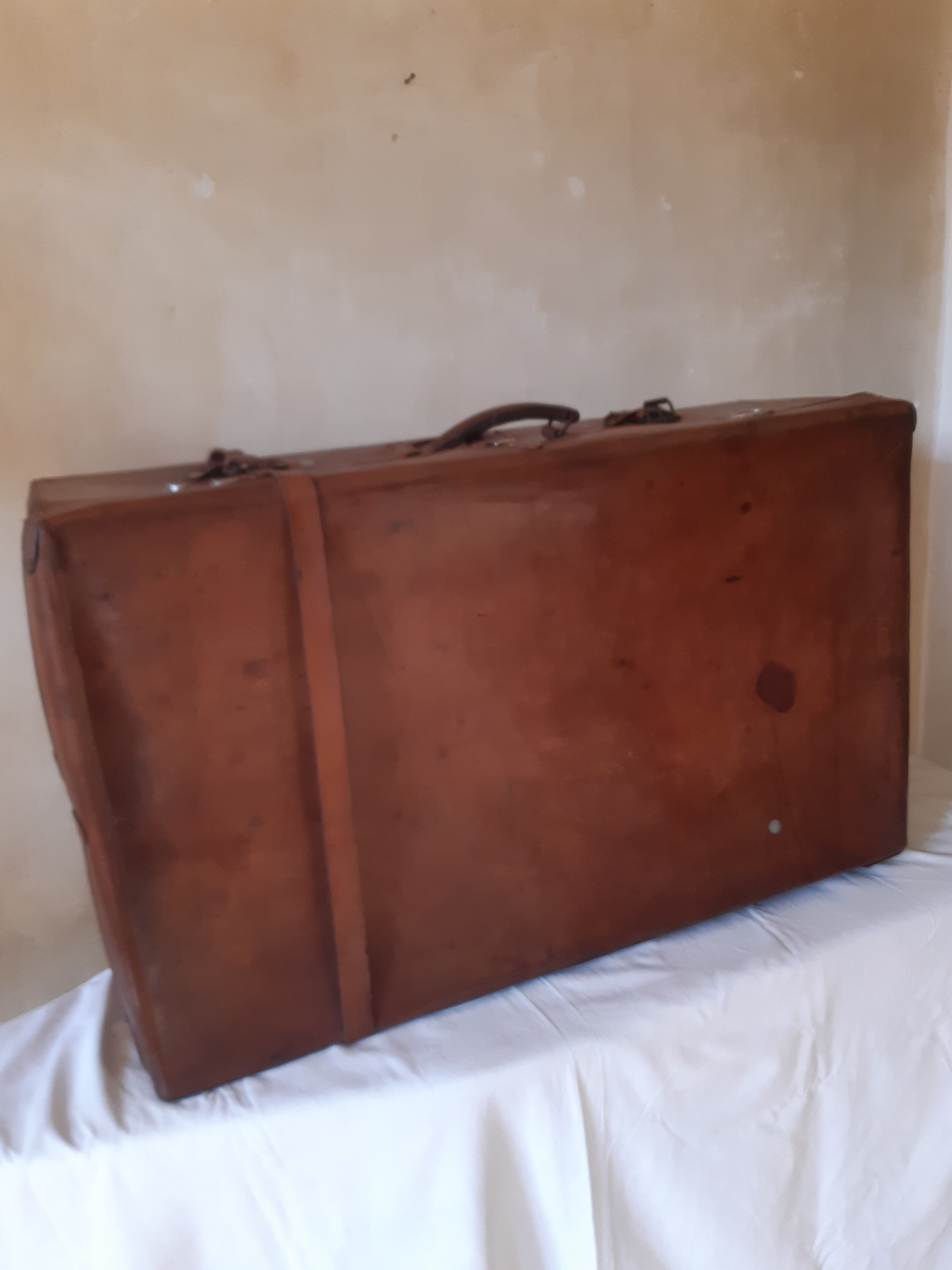 Large leather suitcase