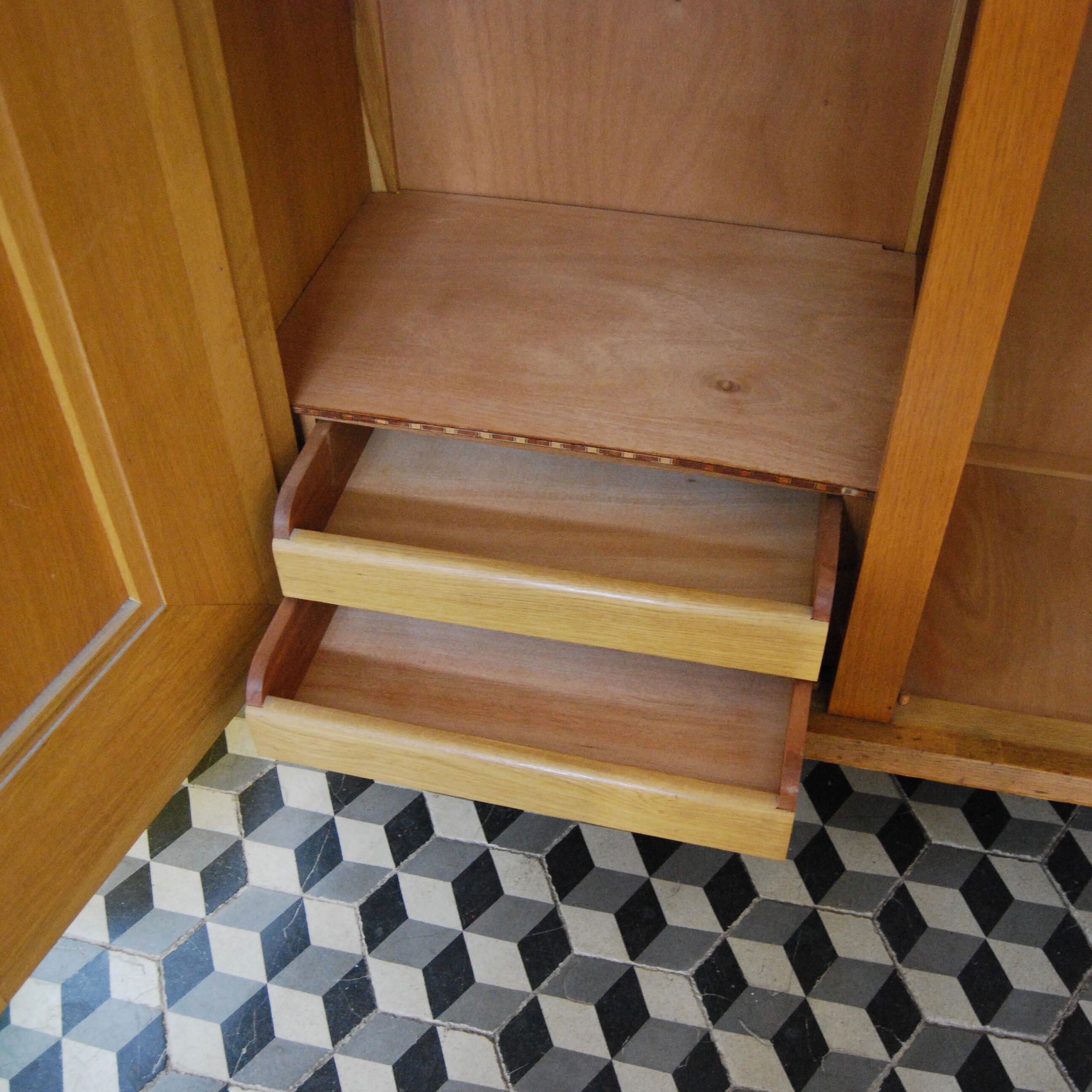Cabinet vintage wood and rattan