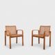 Pair of beech and cane armchairs - Olivo Pietro, Italy - 1990