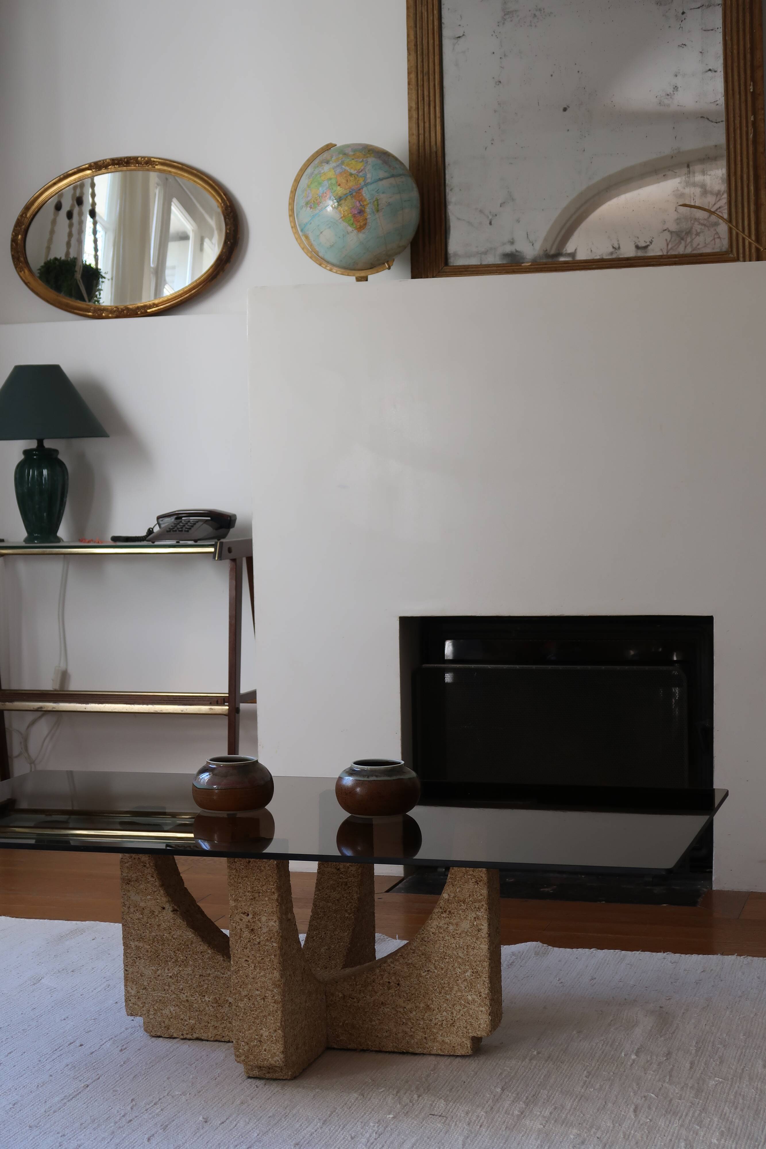 Large modernist coffee table smoked glass