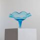Vintage blue Murano glass bowl - Italy 1980s - Fenton dessert bowl on a pedestal