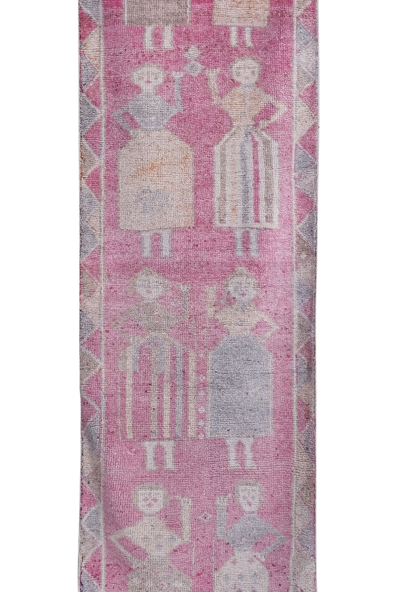 Vintage Turkish rug from Oushak, hand-woven 98x310 cm