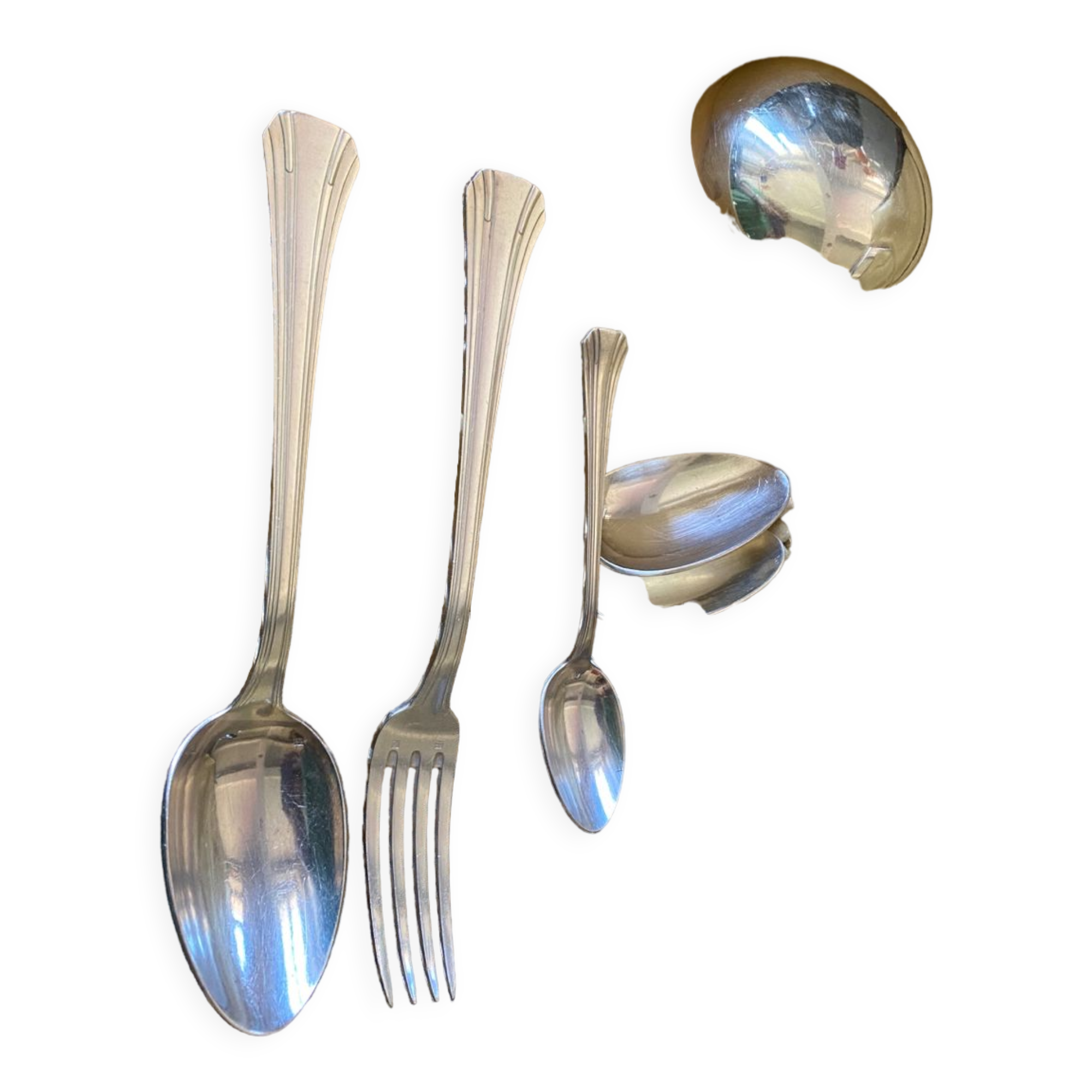 Silver metal cutlery set