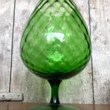 Ancien vase sur pied empoli verre vert vintage