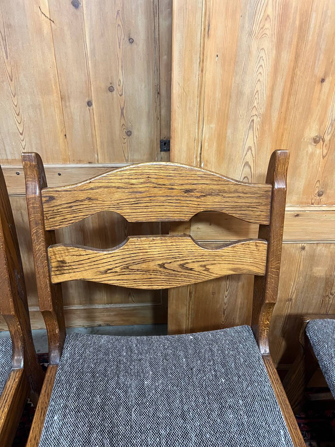 6 Vintage Brutalist Dining Chairs, 1970