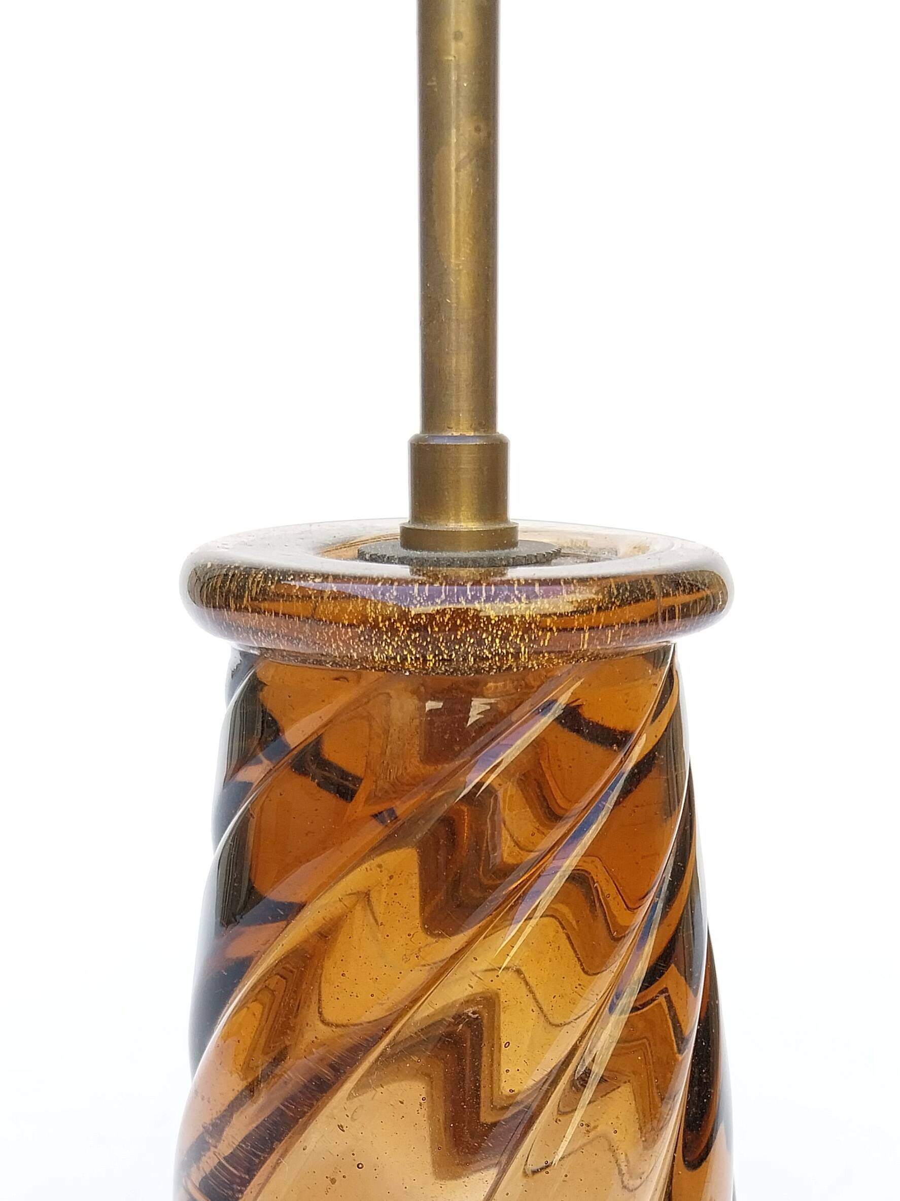 Murano glass lamp with gold glitter