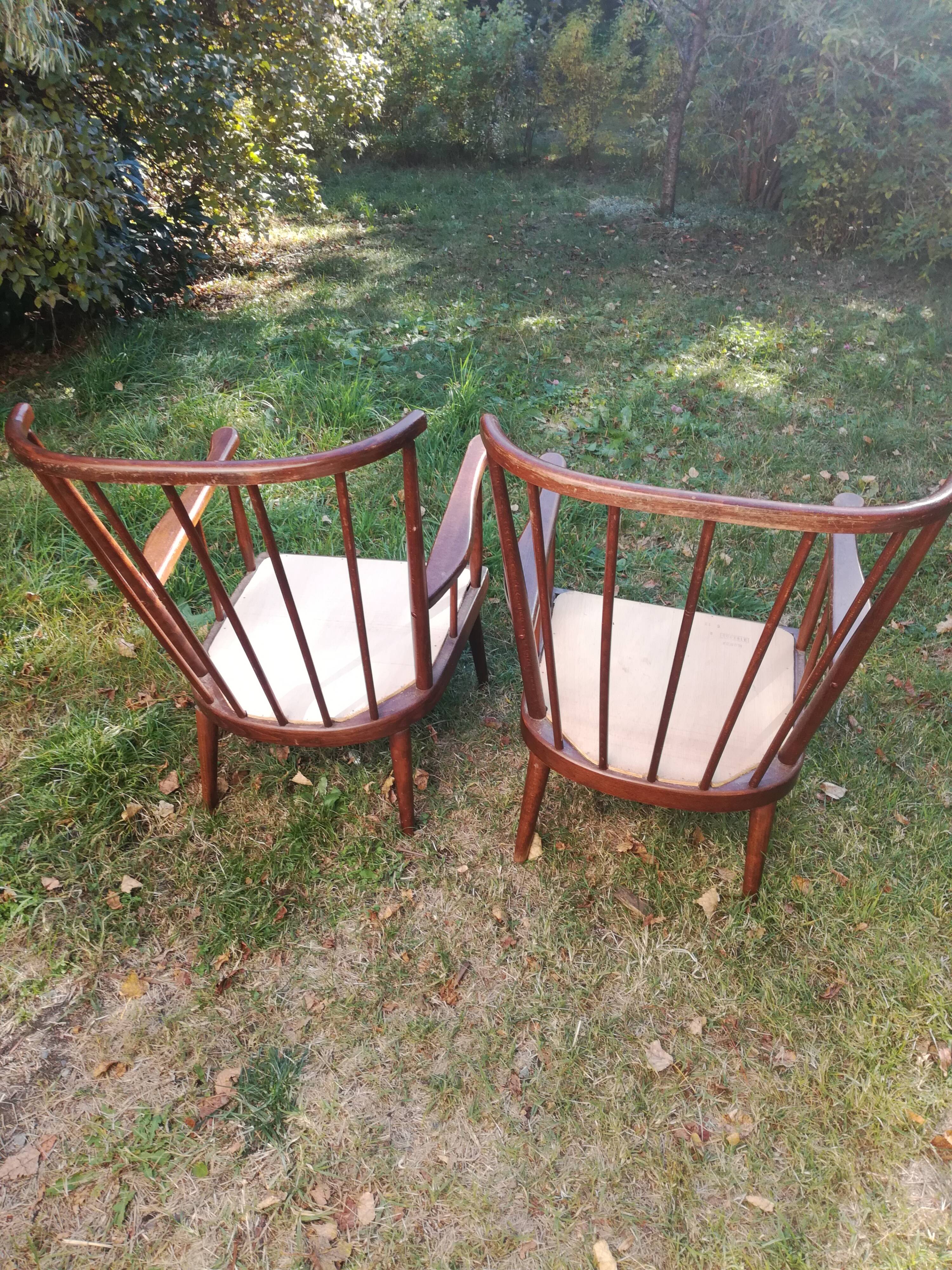 Pair of Baumann fan armchairs