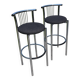 2 "Calligaris" bar stools with chrome metal and refurbished seats.