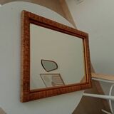 Miroir rectangulaire vintage en rotin tressé et bambou années 60/70